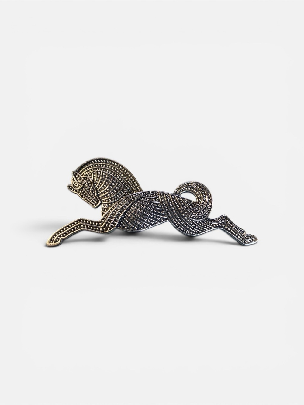 Silver-Tone Pave Horse Brooch